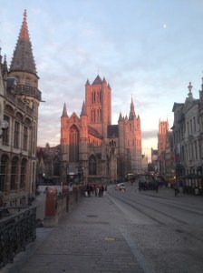 three towers at twilight